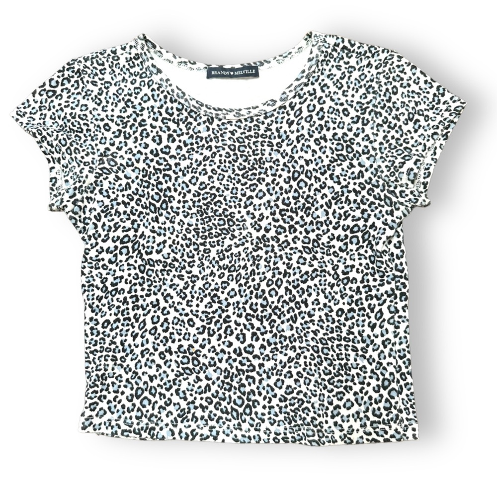 BRANDY MELVILLE | Animal Print Short Sleeve Baby Doll T Shirt Cheetah One Size